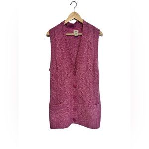 LL Bean Cable Knit Wool Sweater Vest Size XL